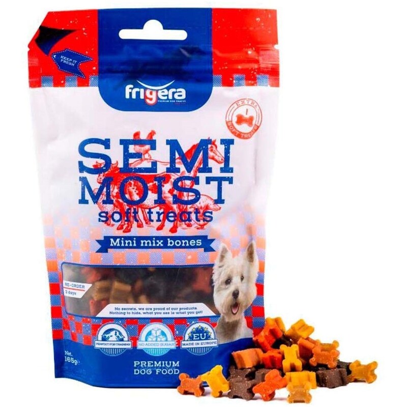 Frigera Semi-Moist Soft Treats Mini Mix Bones 165G