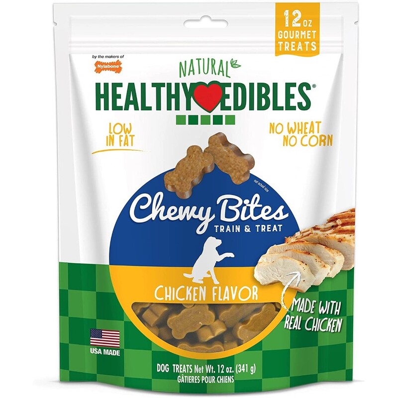 Nylabone Healthy Edibles Grain Free Chewy Bites Chicken Flavor 12 Oz