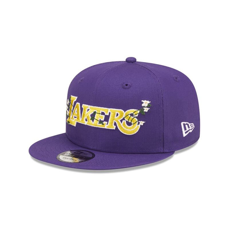 New Era NBA Flower Wordmark Los Angeles Lakers 9Fifty Men's Snapback Cap - Purple