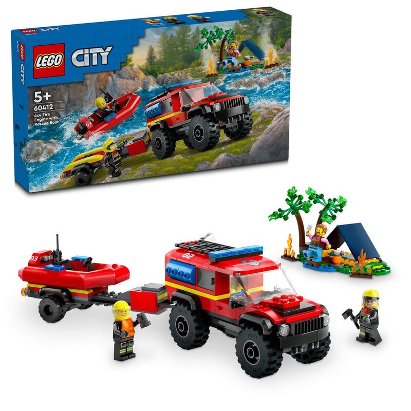 LEGO City Fire 4X4 Fire Truck With Rescue Boat 60412 (301 Pieces)