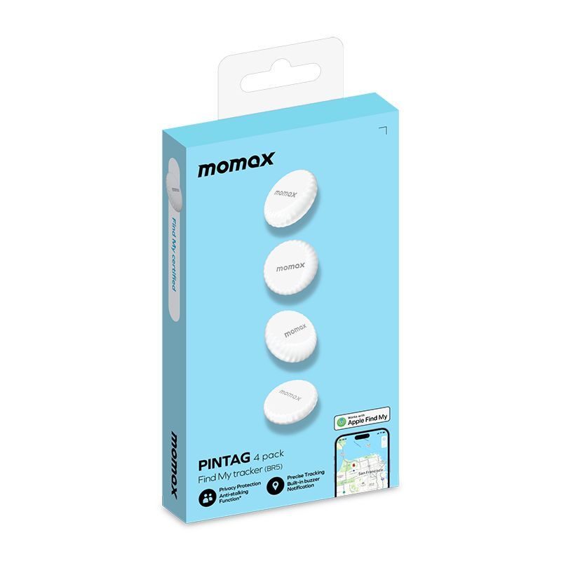 Momax Pintag Find My Tracker (Pack of 4) - White