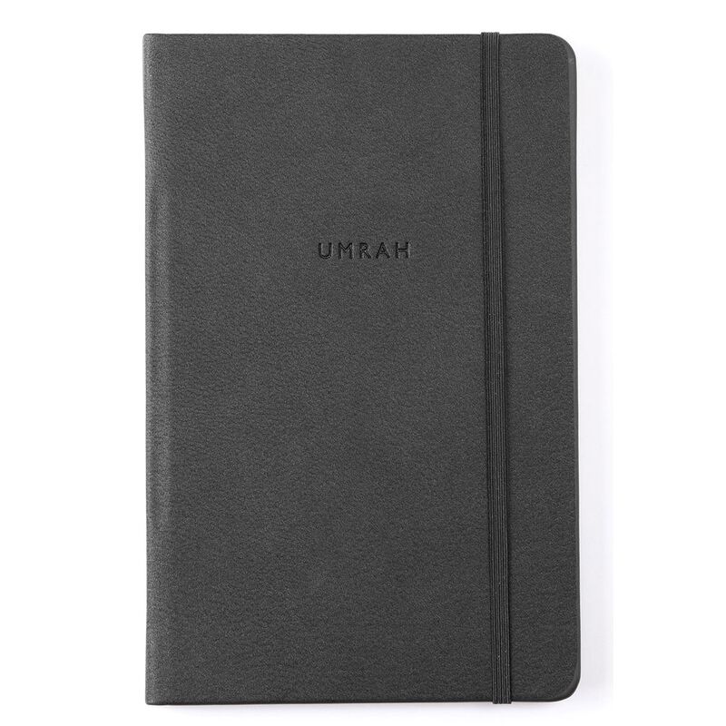 Hilalful Umrah Recycled Leather Planner & Journal - Matt Black (13.5 x 21 x 1cm)