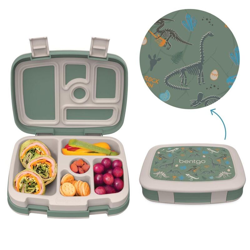 Bentgo Dino Fossils Kids Lunch Box - Green/Grey