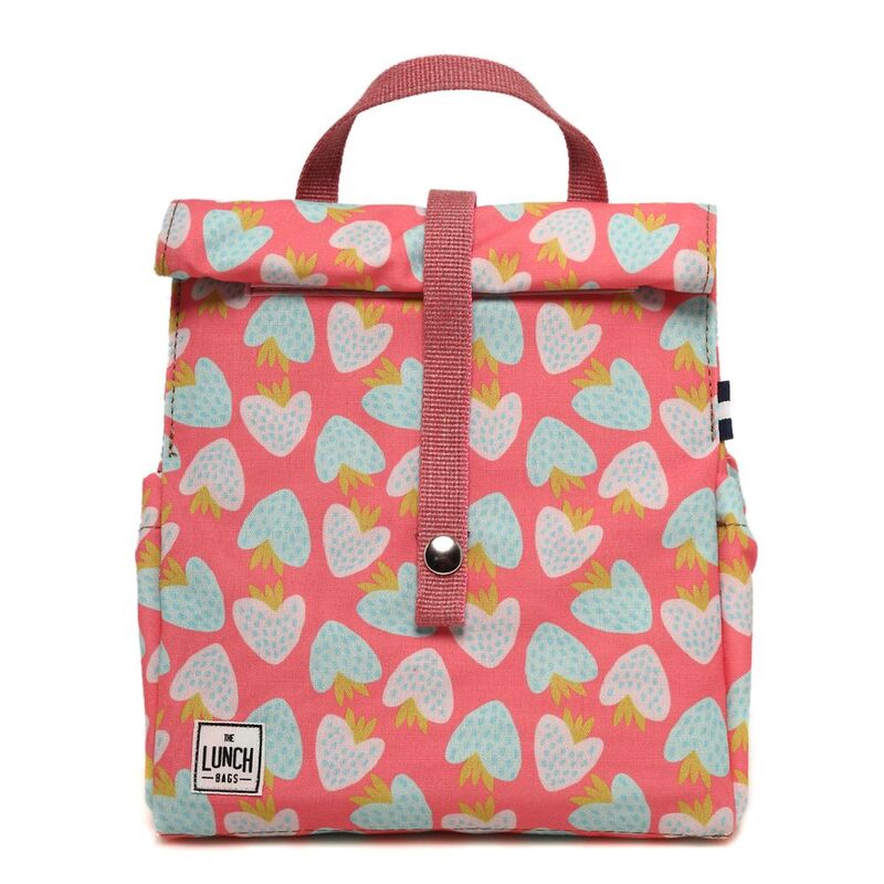 The Lunchbags Kids Original Lunch Bag 5L - Strawberries with Rose Straps