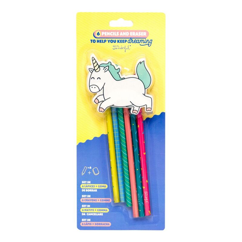 Mr. Wonderful 6 Pencils And Eraser To Help You Keep Dreaming - Unicorn