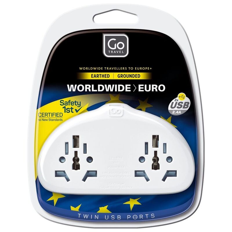 Go Travel Adaptor 631 World-EU Duo Adaptor + 2X USB-A