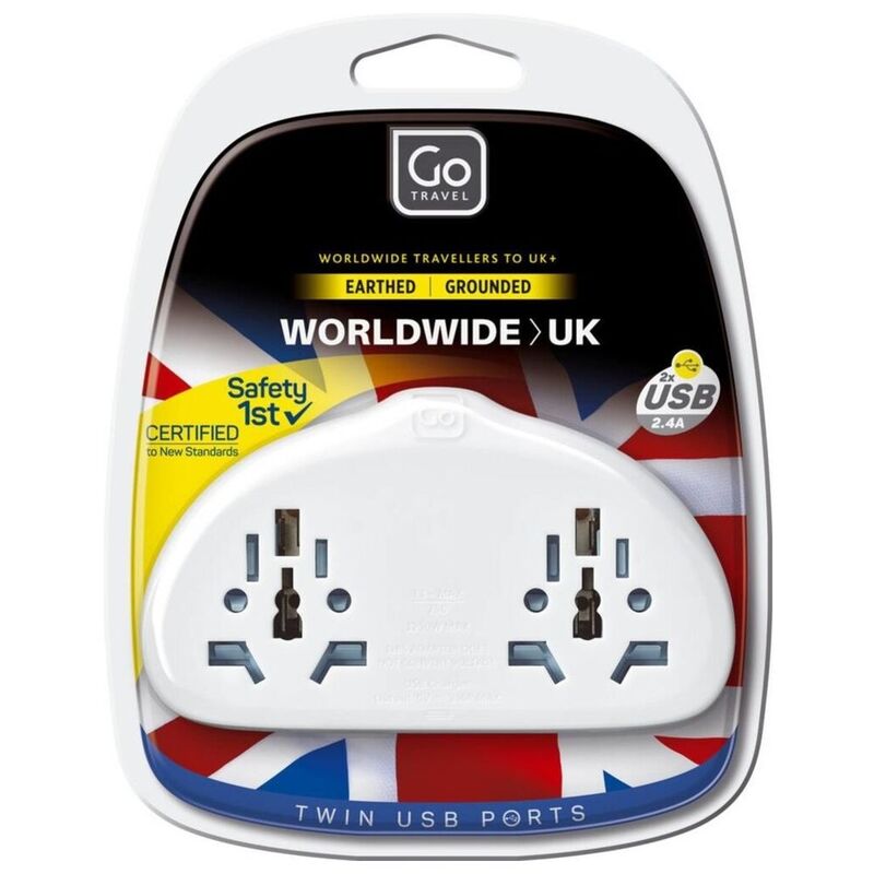 Go Travel Adaptor 634 World-UK Duo Adaptor + 2X USB-A