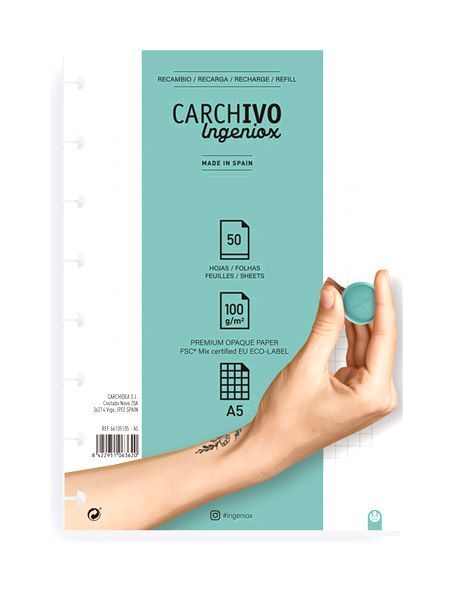 Carchivo A5 Gridded Paper Refills for Ingeniox Notebooks