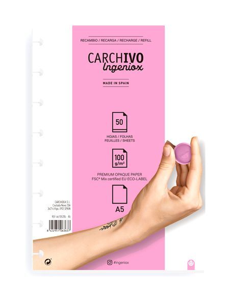 Carchivo A5 Plained Paper Refills for Ingeniox Notebooks
