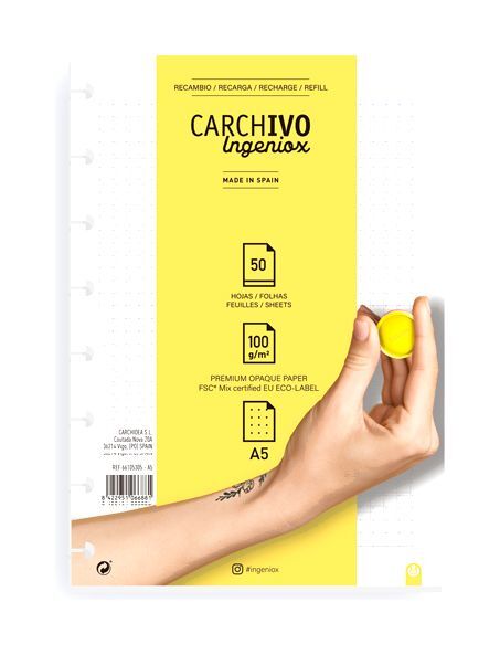 Carchivo A5 Dots Paper Refills for Ingeniox Notebooks