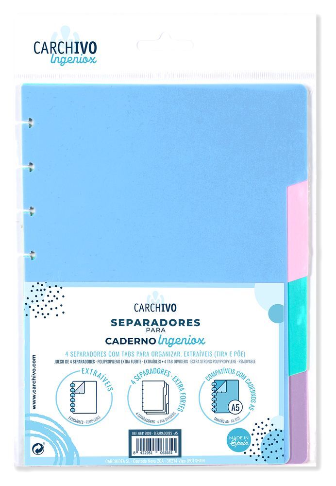 Carchivo Ingeniox Dividers A5 Pastel Colours