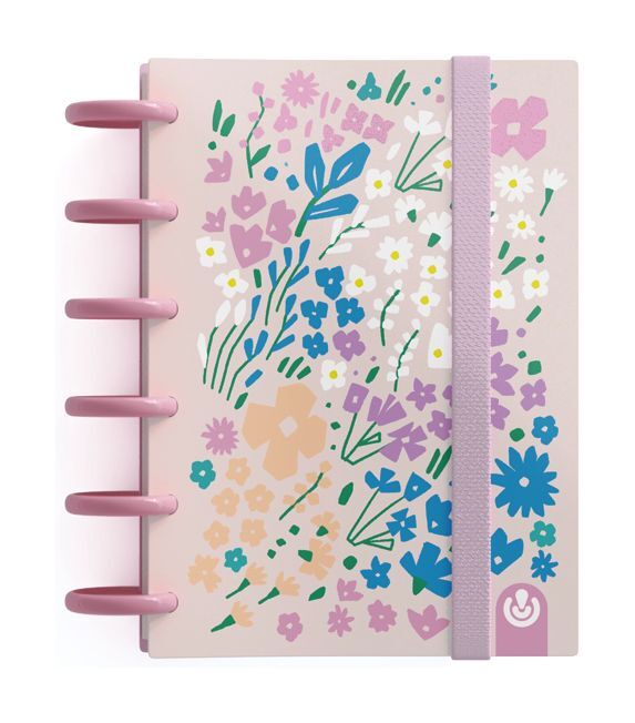 Carchivo Ingeniox A6 Dots Print Notebook - Spring Flowers - Pink