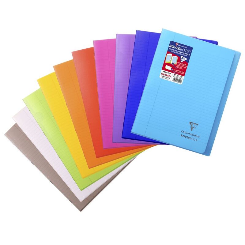 Clairefontaine Koverbook Stapled Transparent Polypro Notebook - 48 Lined Sheets (21 x 29.7 cm) (Assorted Colours - Includes 1)