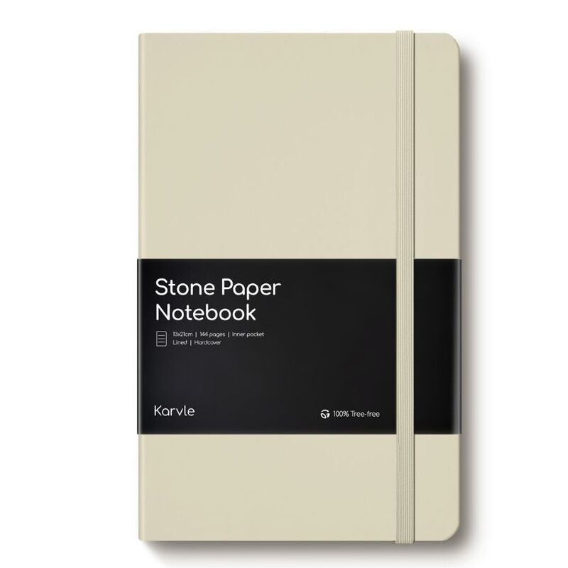Karvle Lined Hardcover Stone Paper Notebook - Stone (13 x 21 cm)