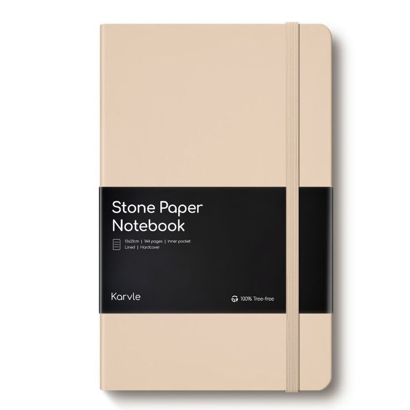 Karvle Lined Hardcover Stone Paper Notebook - Peach (13 x 21 cm)