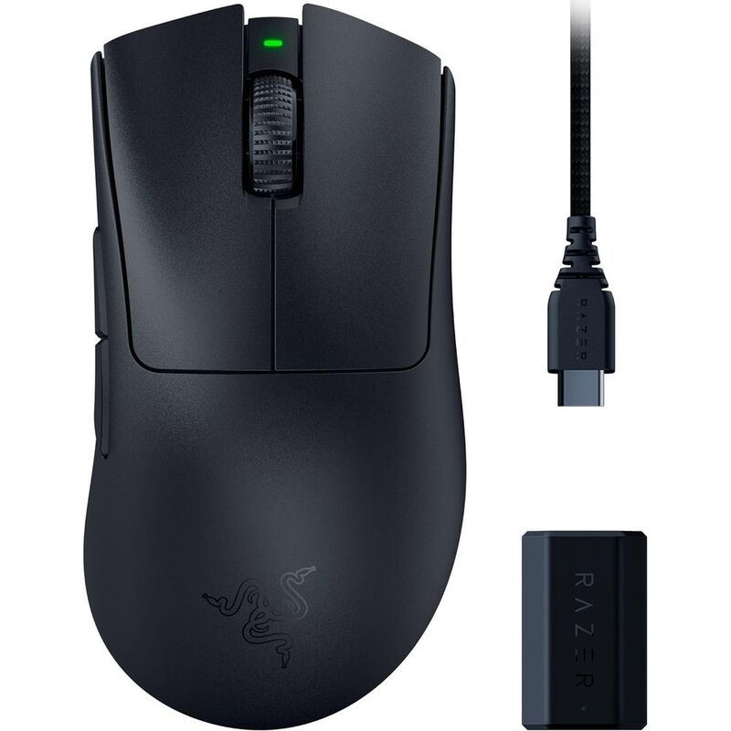 Razer Deathadder V3 Pro Wireless Gaming Mouse + Hyperpolling Wireless Dongle - Black