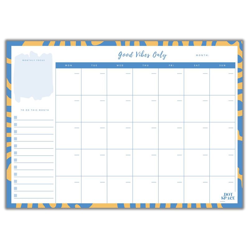 DOTSPACE Good Vibes Only Monthly Planner Notepad