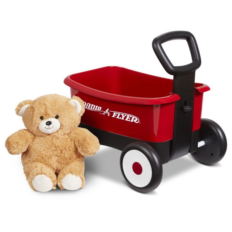 Radio Flyer Push & Play Walker Wagon With Teddy Bear - Red