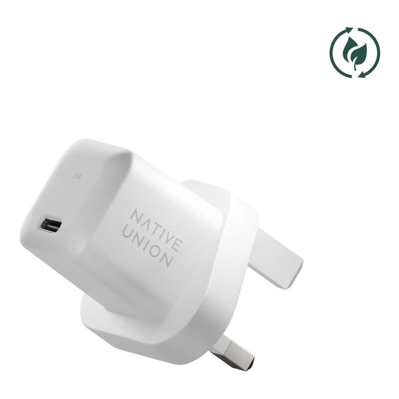Native Union Fast Gan Charger PD 30W USB-C Port Wall Charger - White (UK)