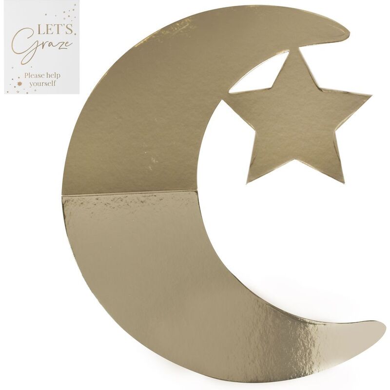 Ginger Ray Grazing Board - Crescent Moon And Star Shaped - Gold (46 x 44 cm)