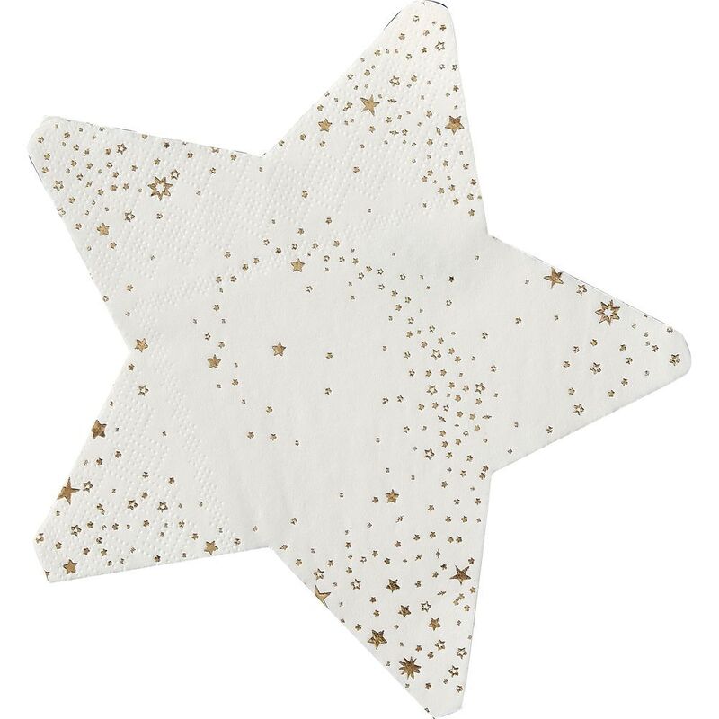 Ginger Ray Paper Napkins - Star Shaped - Gold Foiled (Pack of 16) (33 x 33cm)