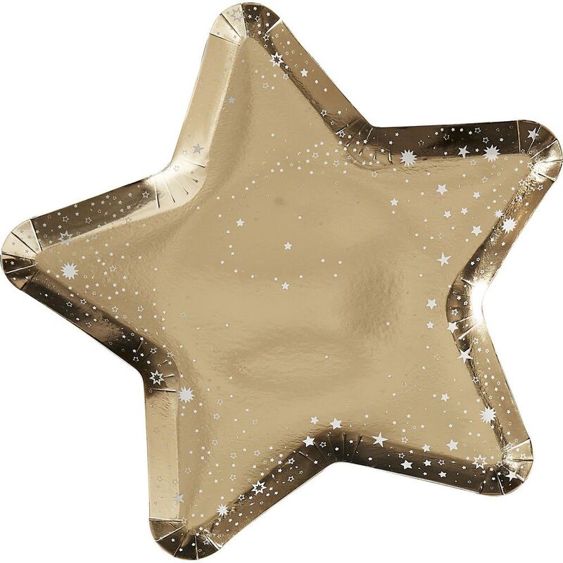 Ginger Ray Paper Plates - Star Shaped - Gold (Pack of 8)