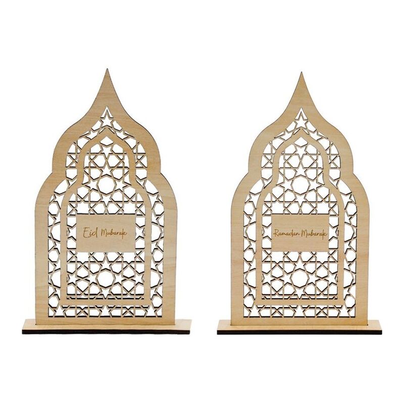 HilalFul Ramadan & Eid Al-Fitr Wooden Door Wreath & Table Display - English