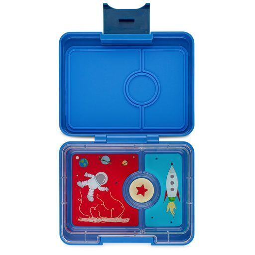 Yumbox Snack 3-Compartment Bento Box - True Blue / Rocket with Stars
