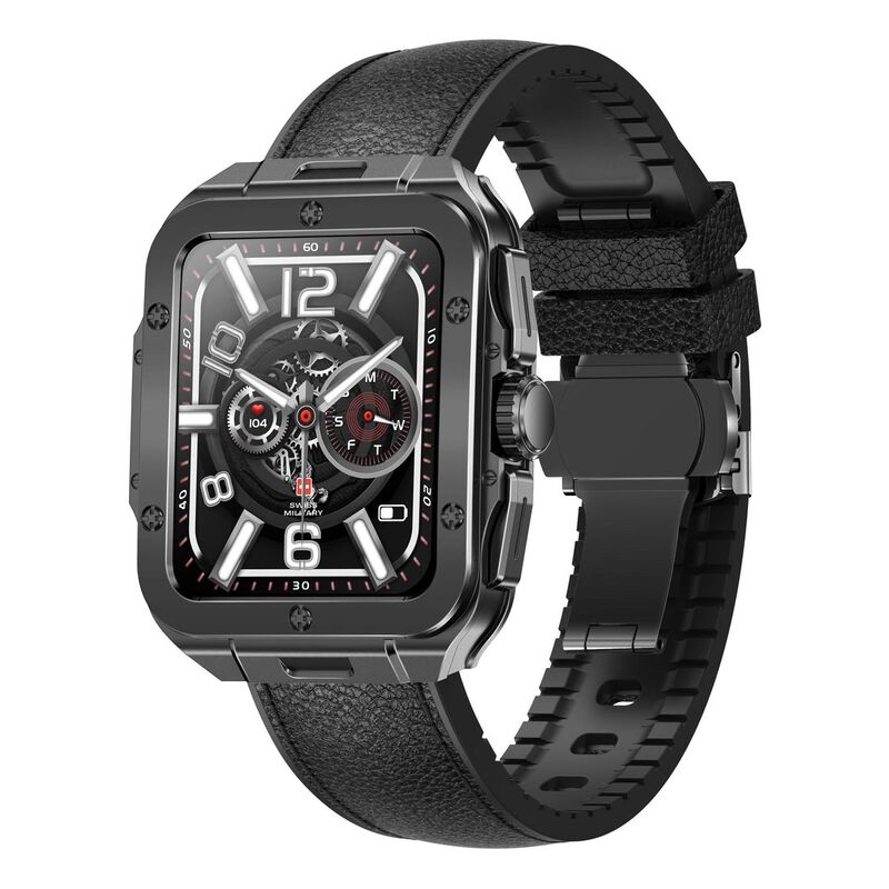 Swiss Military Alps 2 Smartwatch with Gunmetal Frame and Black Leather Strap
