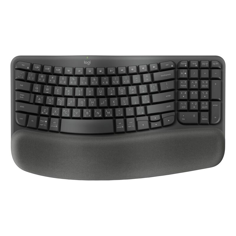 Logitech Ergo Series Wave Keys Wireless Ergonomic Keyboard - Arabic - Black