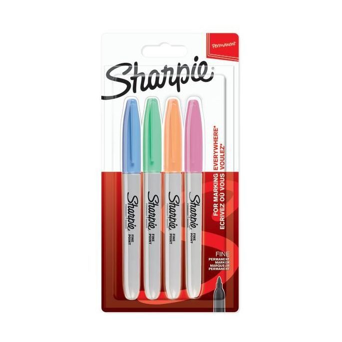 Sharpie Permanent Marker Fine - Pastel (Pack of 4) (Assorted Colors)