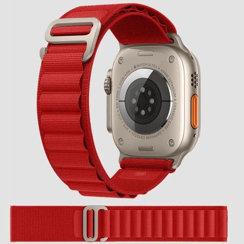 Gripp Alpine Loop Nylon Apple Watch Ultra Band 49mm - Red