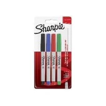 Sharpie Permanent Marker Ultra Fine (Pack of 4) (Assorted Colors)