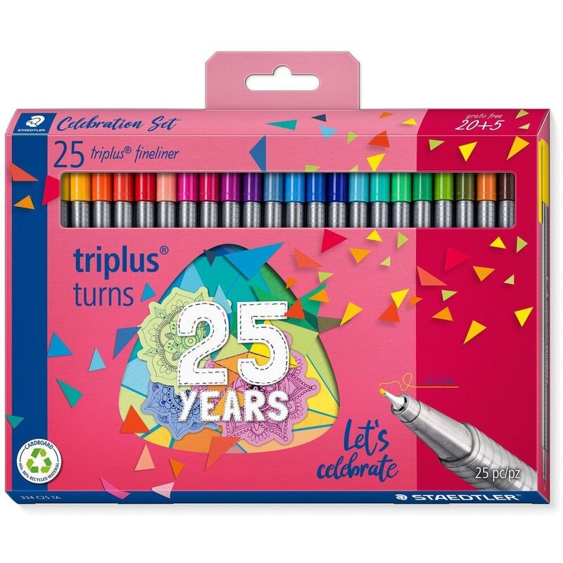 Staedtler Triplus Fineliner Markers Anniversary (Pack of 25) (Assorted Colors)