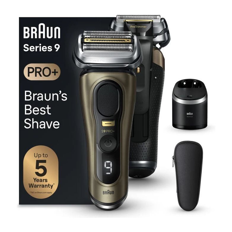 Braun Series 9 Pro+ 9569cc Wet & Dry shaver with 6-in-1 SmartCare Center and Travel Case - Brass
