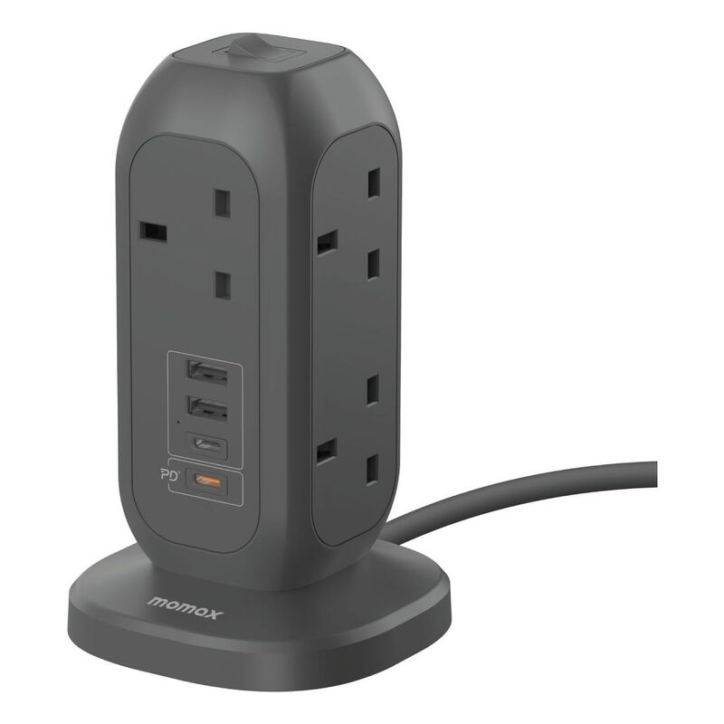 Momax OnePlug 7-Outlet Power Strip With USB - Space Grey
