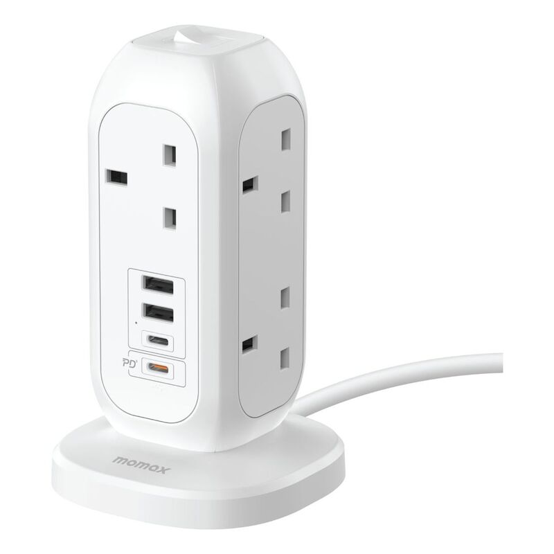 Momax OnePlug 7-Outlet Power Strip With USB - White