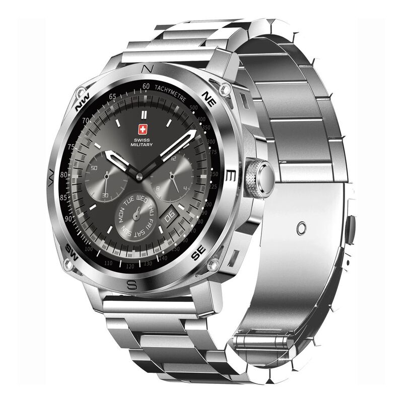 Swiss Military DOM4 Smartwatch - Silver With Stainless Steel Strap