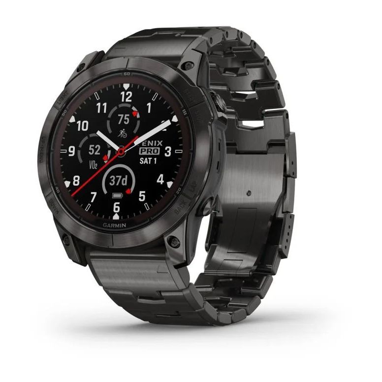 Garmin fenix 7X Pro - Sapphire Solar Edition Smartwatch - Carbon Gray DLC Titanium with Vented Titanium Bracelet (51mm)