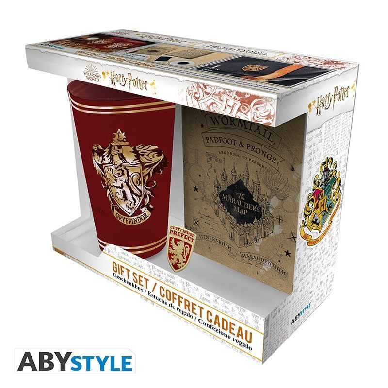 Abystyle Harry Potter Gift Set Gryffindor 400 ml XXL Glass + Pin + Pocket Notebook