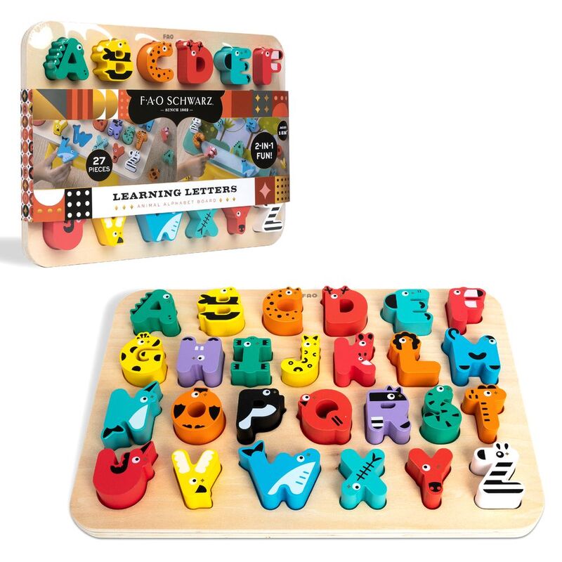 FAO Schwarz Learning Letters Animal Alphabet Board Wooden Set (27 Pieces)