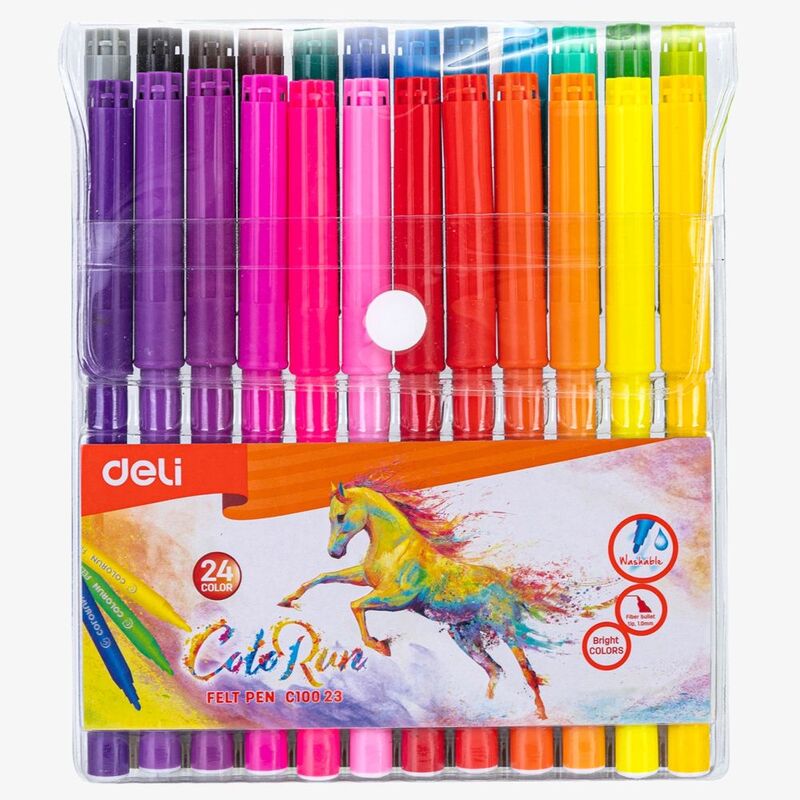 Deli School Colouring Felt Pen Set (24 Colors)