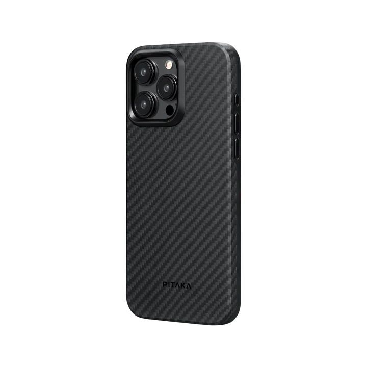 Pitaka 1500D Aramid Carbon Fiber Magez Case 4 For Iphone 15 Pro Max - Black/Grey Twill