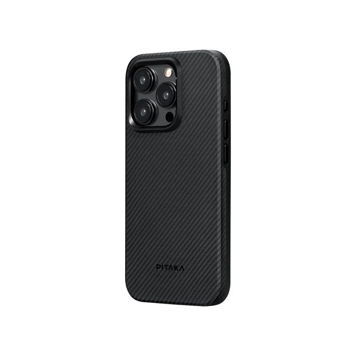 Pitaka 600D Aramid Carbon Fiber Magez Case 4 For iPhone 15 Pro Max - Black/Grey Twill