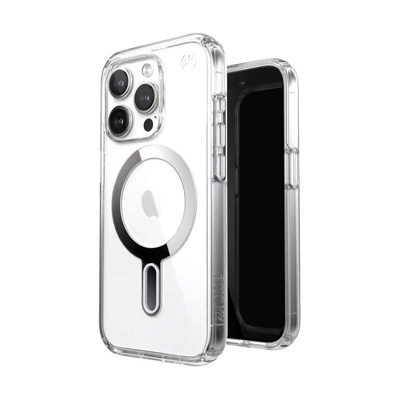 Speck Presidio Perfect-Clear Magsafe with Clicklock iPhone 15 Pro Case - Clear/Chrome