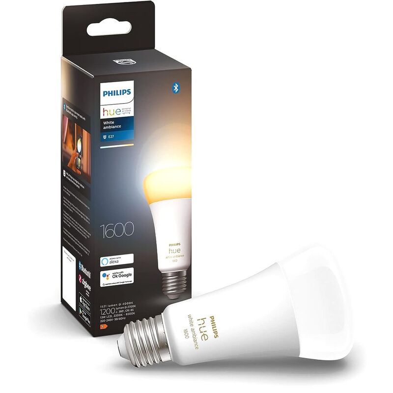 Philips Hue White Ambiance Smart Light E27 Bulb - 1600 Lumen (13W-100W)