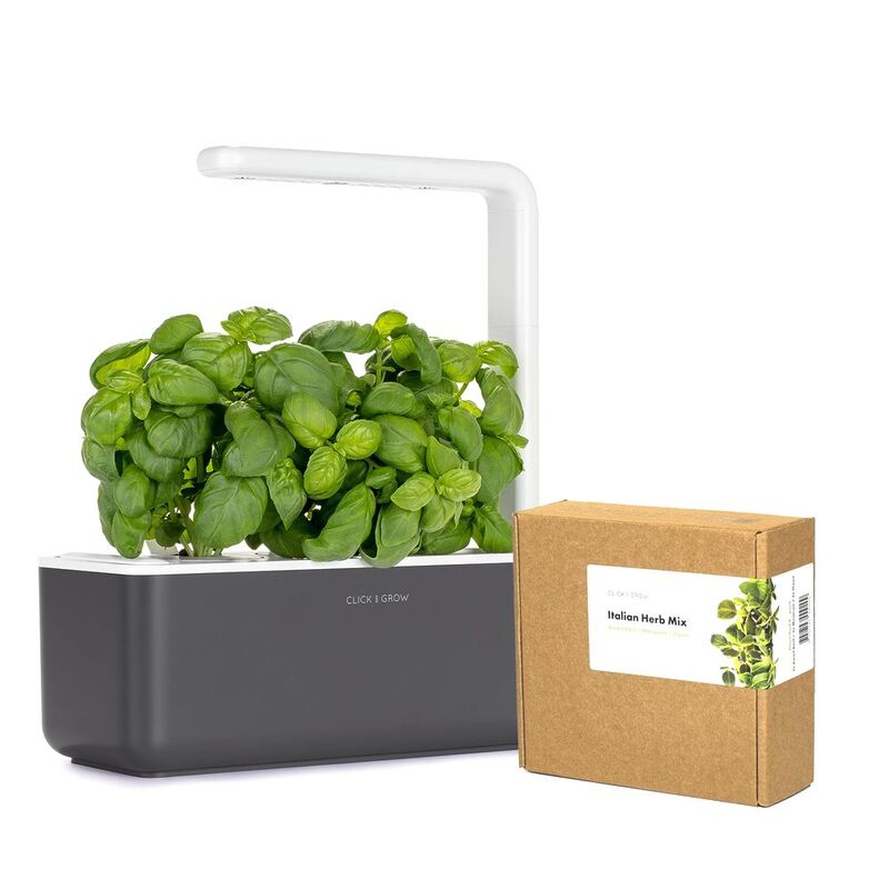 Click & Grow Indoor Smart Garden 3 - Grey & Italian Herb Mix Plant Pods (Pack of 9)