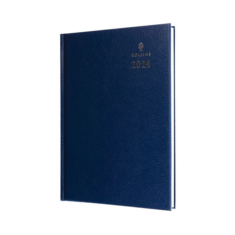 Collins Debden Desk Calendar Year 2024 A4 Day-To-Page Business Diary - Blue