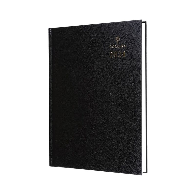 Collins Debden Desk Calendar Year 2024 A5 Day-To-Page Business Diary - Black