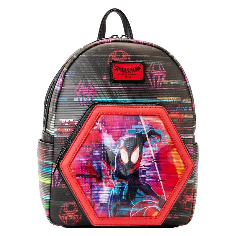 Loungefly! Leather Marvel Spider-Man Across The Spiderverse Lenticular Mini Backpack